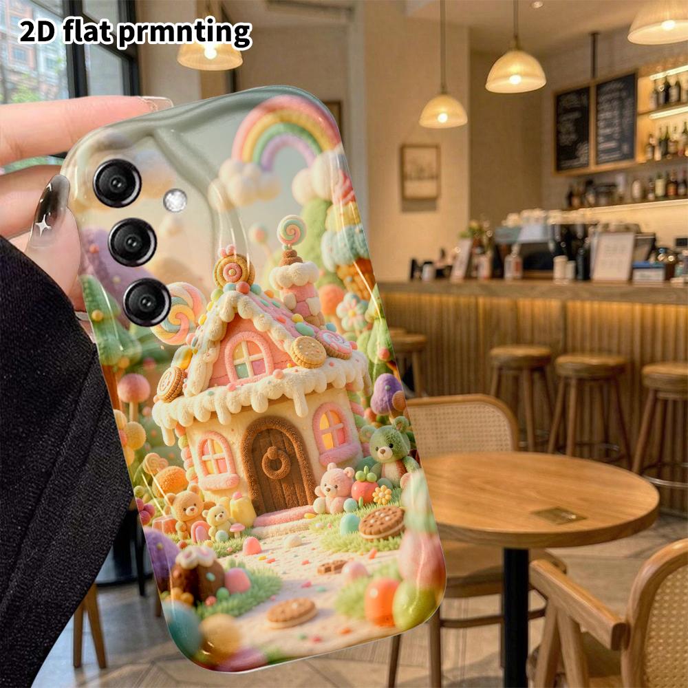 Phone Case: 2D flat, suitable for Samsung Galaxy A34 A35 M05 M06 S20 S22 S21 FE Plus 5G protective case, gingerbread house, perfect Christmas and Hall