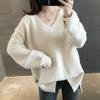 Autumn New Long Sleeve V Neck Women's Knitted Sweater Fashion Casual Loose Solid Winter Sweaters Women Soft Warm Elegant Ladies Knitwear Jumpers 25524