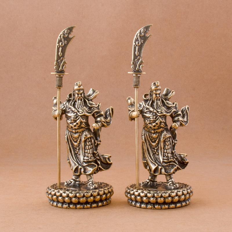 1 шт. Медная китайская статуя Гуань Гун Фэн-шуй, бог войны, античная скульптура, украшение для дома, украшение для стола, ремесло