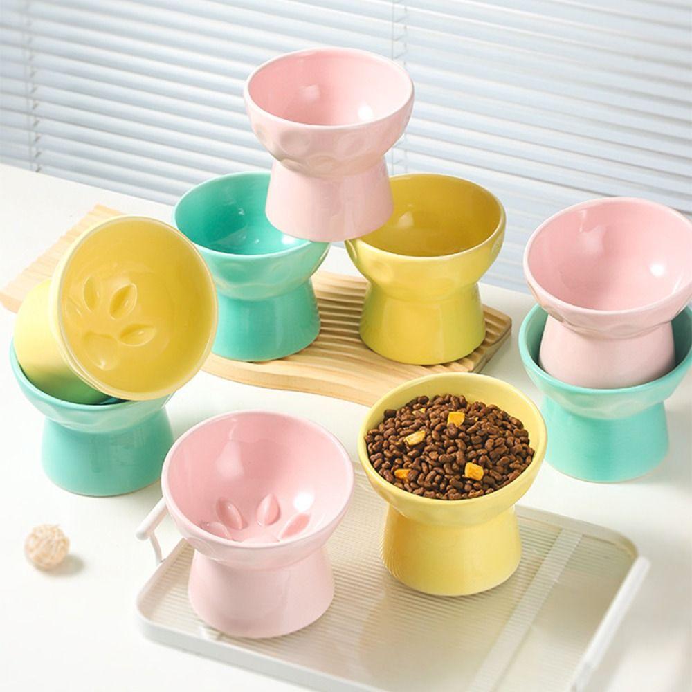 Multi-use Pet High Foot Bowl Slanted Mouth Dog Feeding Basin Cat Slow Food Bowl  Kitten Puppy