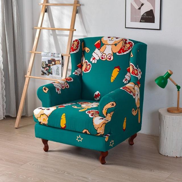 Geometric Wing Chair Cover Stretch Spandex Wingback Chair Covers Armchair Slipcover Furniture Protector Cover With Seat Covers