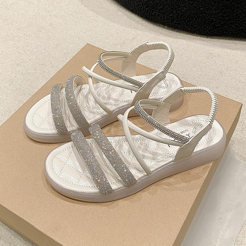 Тапочки Fairy Wind Cool 2025 весна-лето новые милые женские туфли корейская версия со стразами и сандалиями