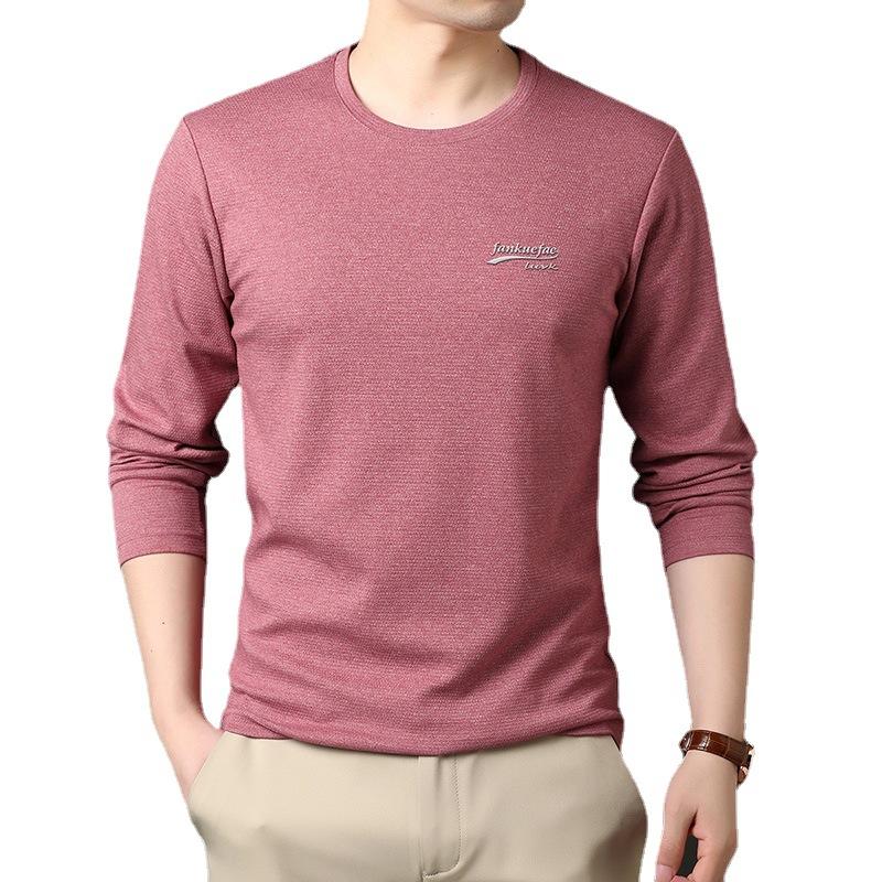Мужская футболка с круглым вырезом, весенняя новинка с длинными рукавами для молодежи и людей среднего возраста, тонкие хлопковые топы, мужской повседневный свитер с круглым вырезом