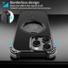 For iPhone 15 Pro Max Case PC+Metal Boardless Phone Back Cover with Kickstand