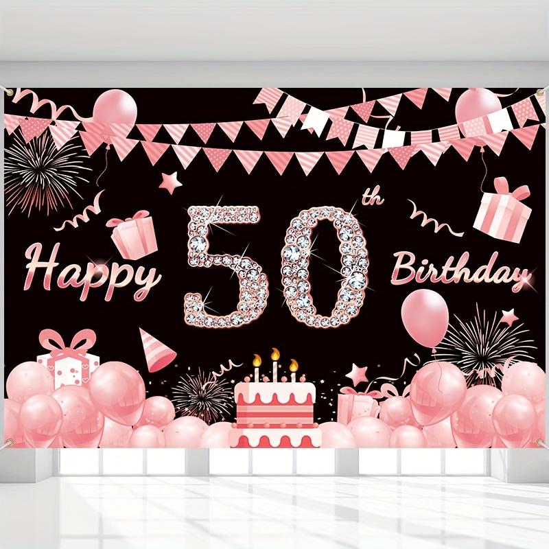 Rose Gold 50th Birthday Banner Background 50th Birthday Party Supplies Photography