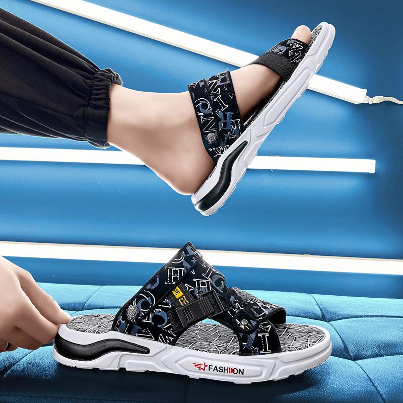 Мужские тапочки 2024 года, новый стиль, летние уличные спортивные противоскользящие износостойкие сандалии, пляжные тапочки