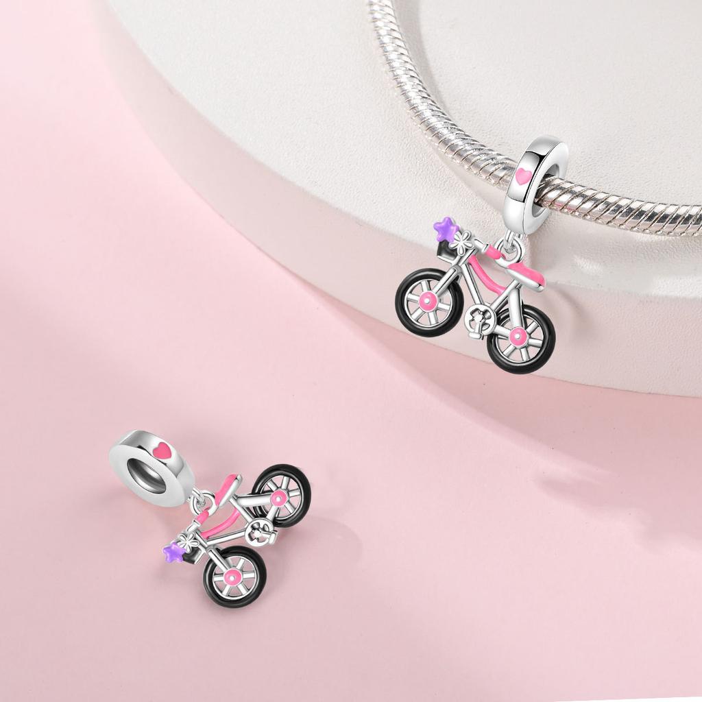 Style Creative Bicycle Camera Beaded Charms Beads Diy Jewelry Accessories Bracelet 925 Silver Plated