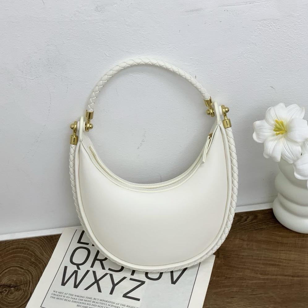 2026 New Knitted Half Moon Bag Fashion Handheld One Shoulder Cross Shoulder Dumpling Bag for Women