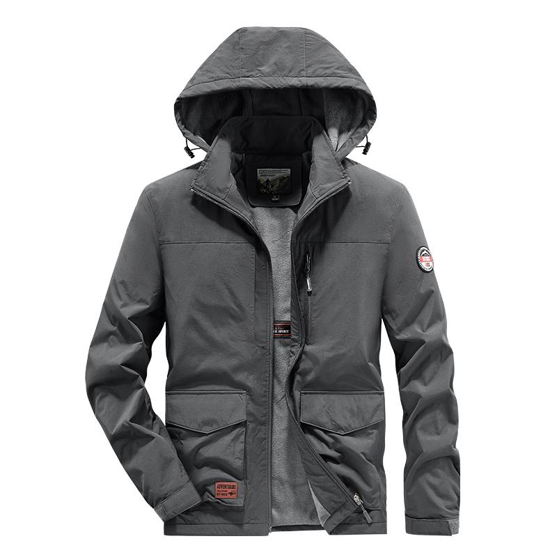 Мужская теплая короткая куртка с капюшоном, зимняя куртка на молнии с карманами, одежда для активного отдыха и досуга, ветрозащитная хлопковая куртка