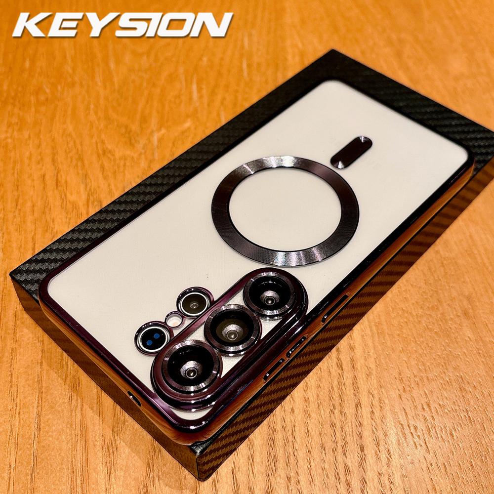 KEYSION Прозрачный чехол с магнитной окантовкой для MagSafe для Samsung Galaxy S26 Ultra 5G S26+ Ударопрочный защитный чехол для телефона с защитой объектива