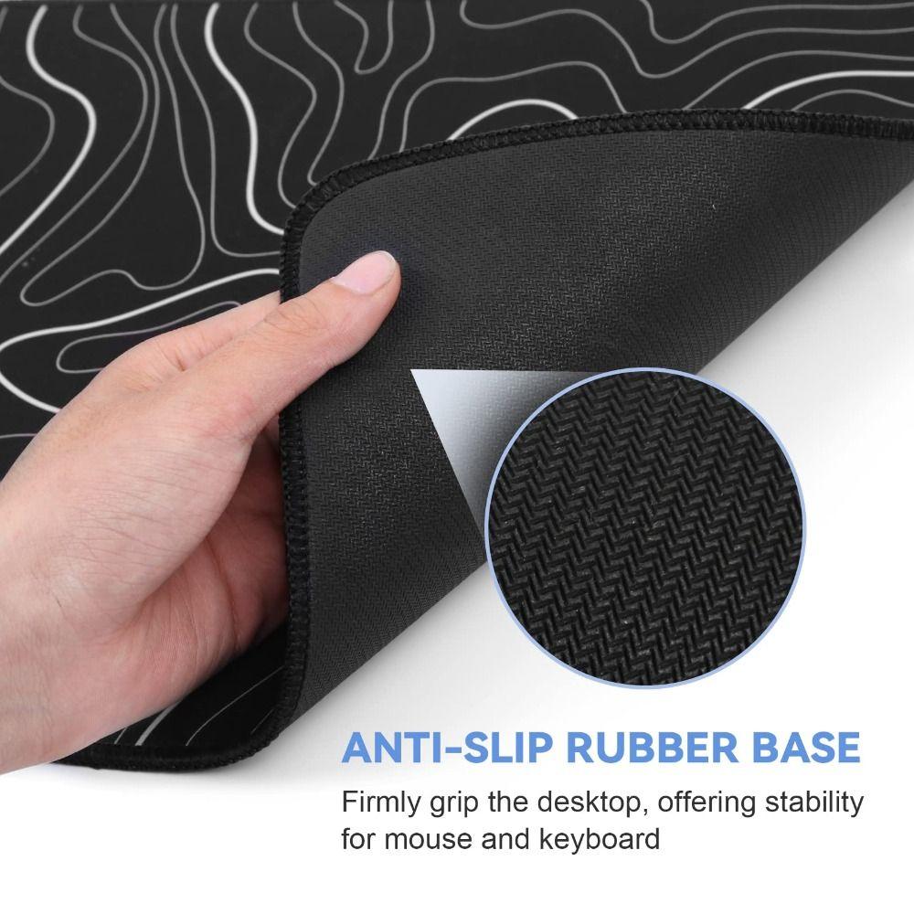 Сшитые края, большой линейный узор, коврик для игровой мыши, коврик для мыши, коврик для стола, черный, белый цвет