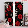 2D Flat Printing 2pcs Curtain Scene Curtain Halloween Skeletons and Roses Digital Printed Polyester Drapes Seasonal Party &