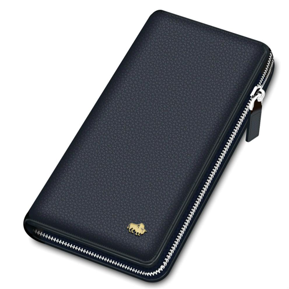 Мужской клатч кожаный держатель для карт портмоне на молнии мужской длинный кошелек из натуральной кожи