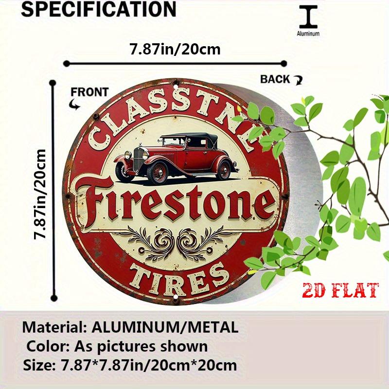 Hisun Металлическая табличка Винтажная Firestone Tires Классический Красный Автомобиль Тематическая Круглая Металлическая Оловянная Табличка Ретро Рустик Гараж Мужская Берлога Настенный Декор Арт-Плакетка