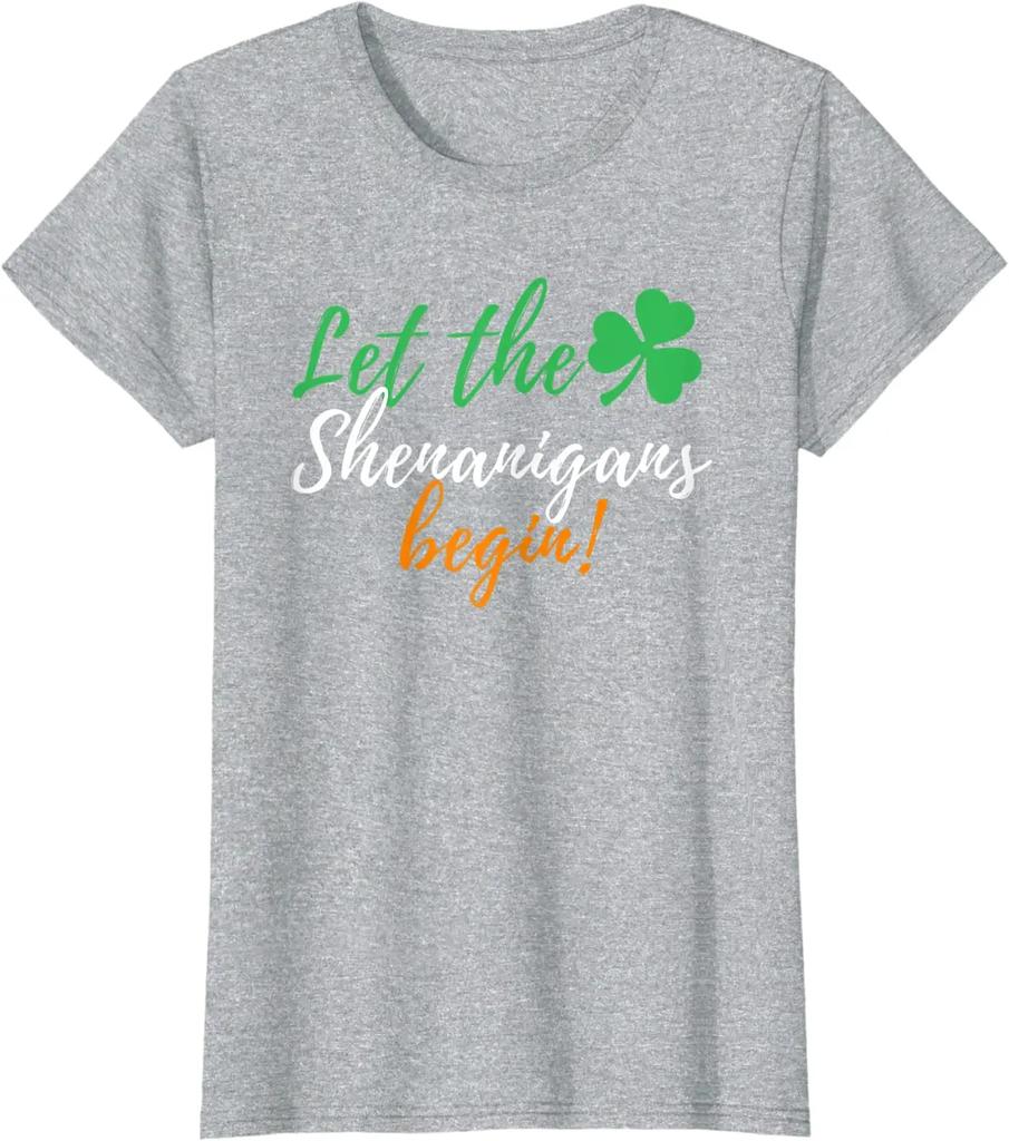 Let The Shenanigans Begin - Смешная ирландская футболка ко Дню Святого Патрика, футболка большого размера, уличная хлопковая винтажная футболка, четыре сезона