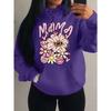 Мама Люблю Тебя Толстовки с Красивым Цветочным Узором Женская Повседневная Одежда в Стиле Комиксов Харадзюку Y2K Худи Осенний Флис Женская
