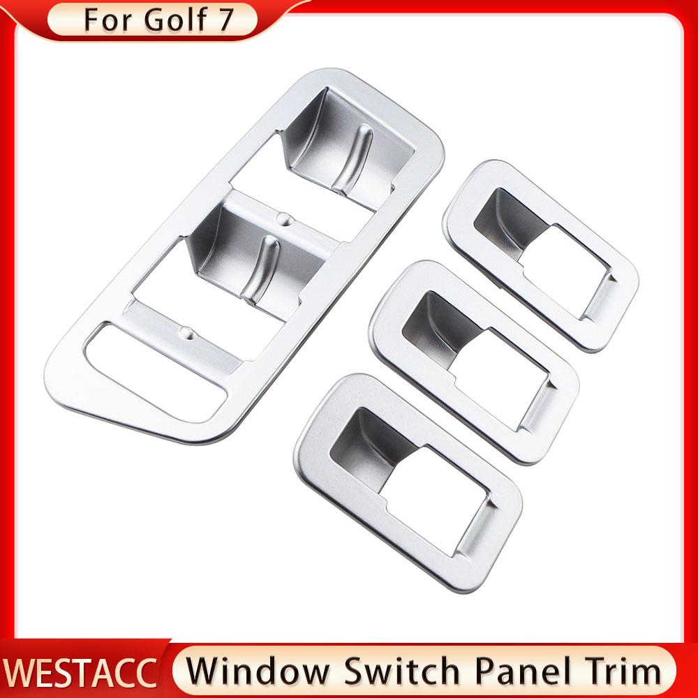 4Pcs Car Door Armrest Windows Lift Panel Cover Trim Stickers for Volkswagen VW Golf 7 MK7 7.5 MK7.5 2013 -  LHD