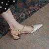 Baotou Sandals Women's Medium Heel Pointed Head Rear Empty Thick Heel Summer Rivet High Heels