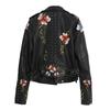 Women's Spring and Autumn Temperament Embroidered Rivets Women's Slim PU Heavy Metal Leather Short Jacket for Women