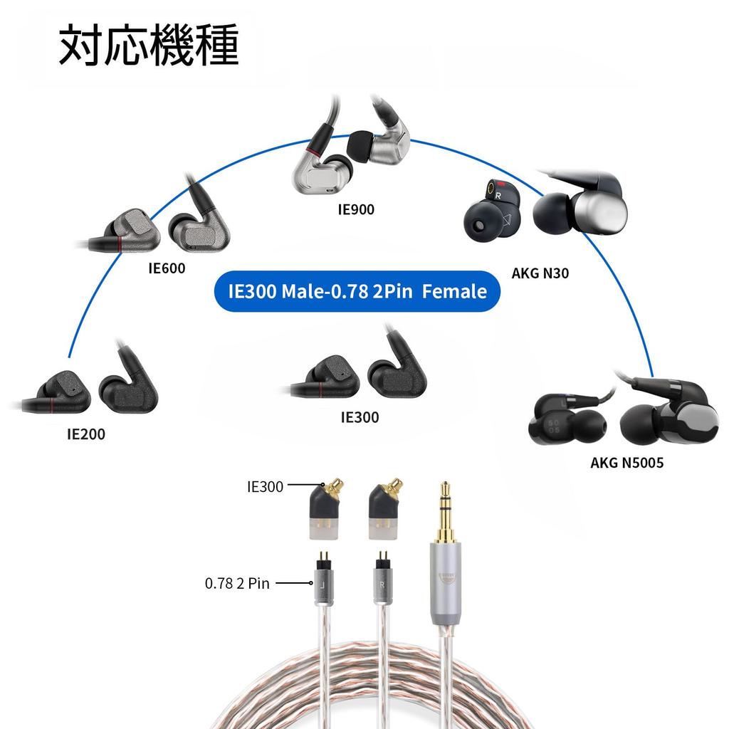Cooyin IE300 2Pin Conversion Conversion Connector Конверсионный разъем для наушников Conversion 2Pin для Sennheiser Совместимо с IE900 Без ухудшения качества звука