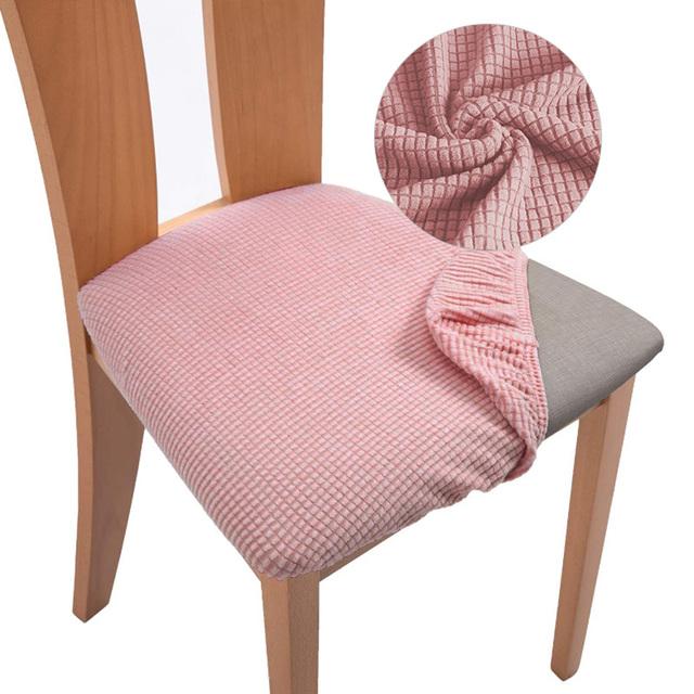 Plaid Jacquard Chair Seat Covers Stretch Thick Elastic Dining Chair Cover Washable Chairs Covers Seat Case For Kitchen Home