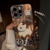 Милый Чехол-Вышивка с Щенком Леопарда Для iPhone 17 Air 16 15 14 13 12 Pro Max 11 XR Xsmax С Цепочкой на Запястье Защитная Крышка