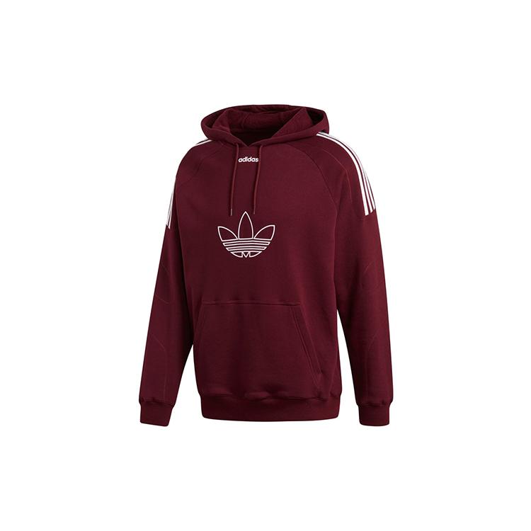 Adidas Originals Flock Sweatshirts Men's Dark Reddish Purple Hooded Moderate Regular DU8114