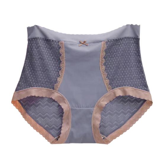 Lady Underpants Lace High Waist Solid Color Thin Tummy Control Elastic Panties Seamless Good Breathability Daily Sport Briefs