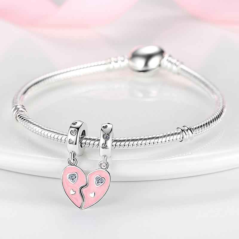 2023 New Pink Flowers Unicorn Flower Heart Mama Forever Love Beads Fit Original Fasion Glamour 925 Silver Bracelet Jewelry