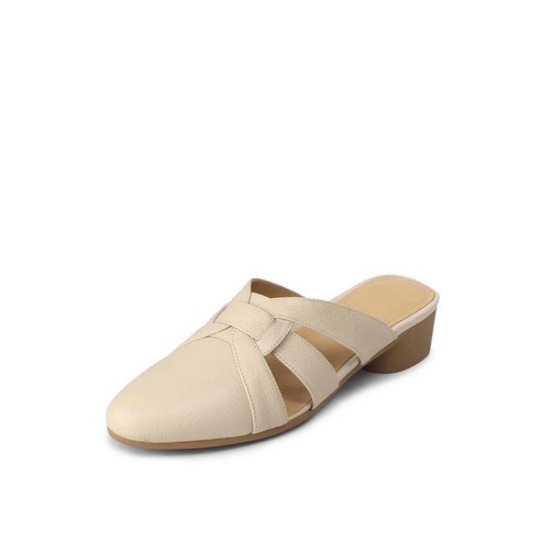 НОВЫЙ тренд летние мюли из натуральной кожи женские тапочки на среднем каблуке квадратный закрытый носок черные абрикосовые бежевые сексуальные туфли для вечеринок