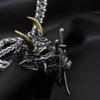 Japanese Samurai Mask Necklace Men's Trend of Personalized Domineering Punk Retro Double Sword Assassin Pendant Necklace