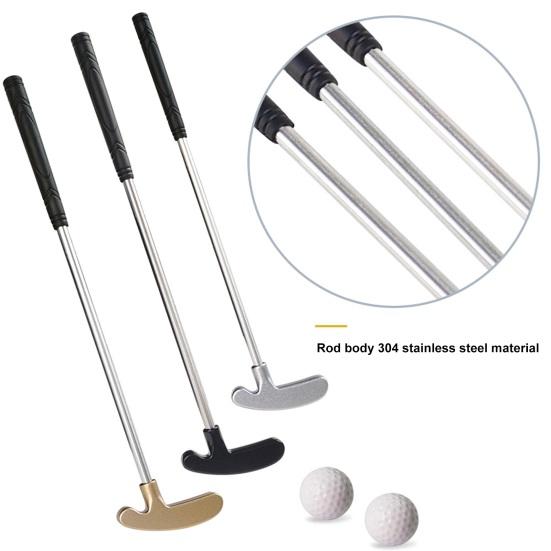 1 Set Mini Golf Putter Club with 2 Golf Balls TPR Grip Right Left Handed Stainless Steel Golf Club Kids Adults Table Game Golf Putter Training