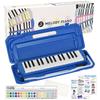 KC Kyoritz Keyboard Harmonica Melody Piano 32 Keys Blue Name Sticker P3001-32K/BL (Do-Re-Mi Sticker, Cloth, Included)