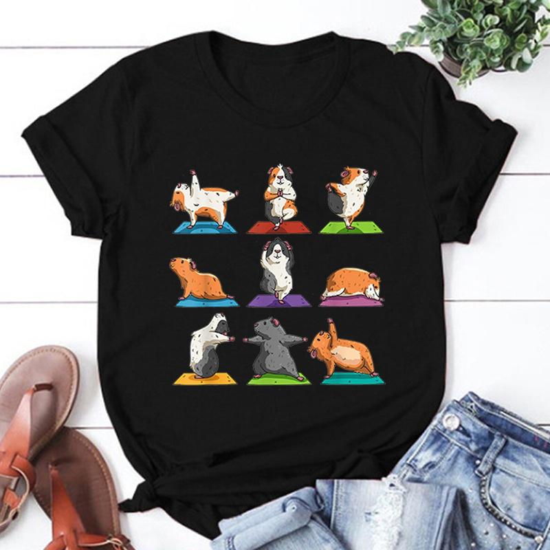 Футболка с принтом морской свинки для йоги, унисекс, крутая летняя повседневная футболка