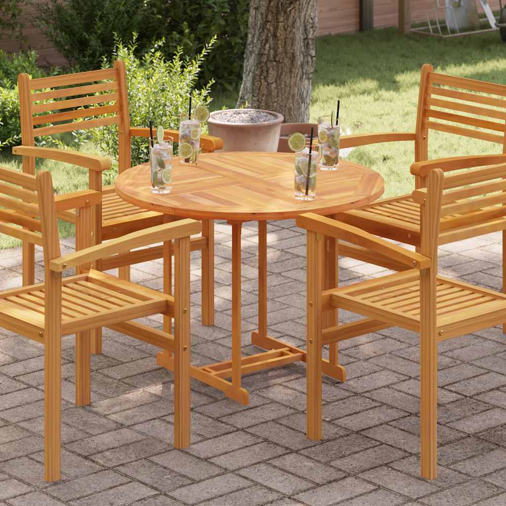 vidaXL Tischplatte Massivholz Teak Rund 2,5 cm 90 cm