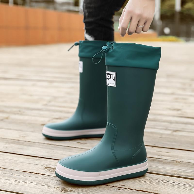 Мужские высокие резиновые сапоги осень и зима новые водонепроницаемые противоскользящие дождевые туфли для улицы, работы в саду, модные повседневные водные туфли