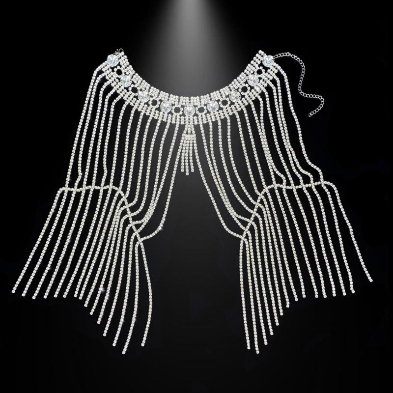 Fashionable Punk Metal Rhinestones Shoulder Chain Body Chain Shoulder Chain Jewelry For Beach Weddings Evening Event