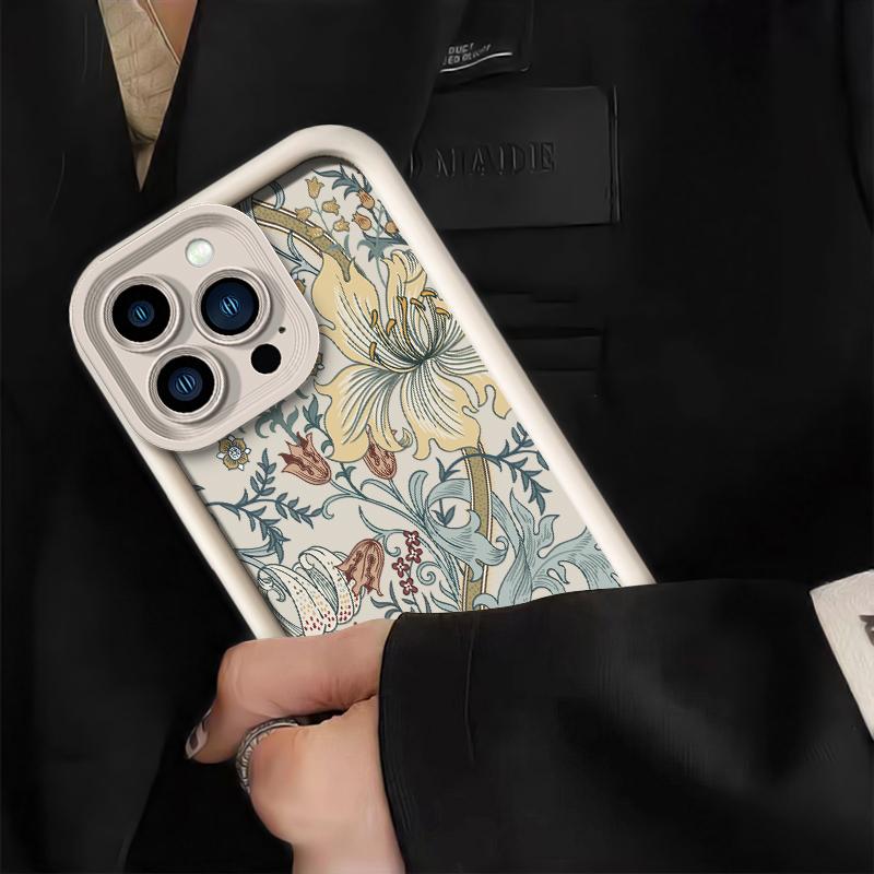 Retro William Morris Floral Print Phone Case for iPhone 17 16 15 14 13 12 11 Series Pro Max Plus Double Layer Protection