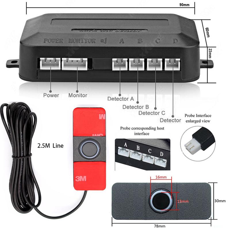 13 мм Плоские Датчики 4 датчика Комплект Парковочных Датчиков для Автомобиля Задний Радар Парковки Звуковая Сигнализация Индикаторная Система Зондов DC 12V