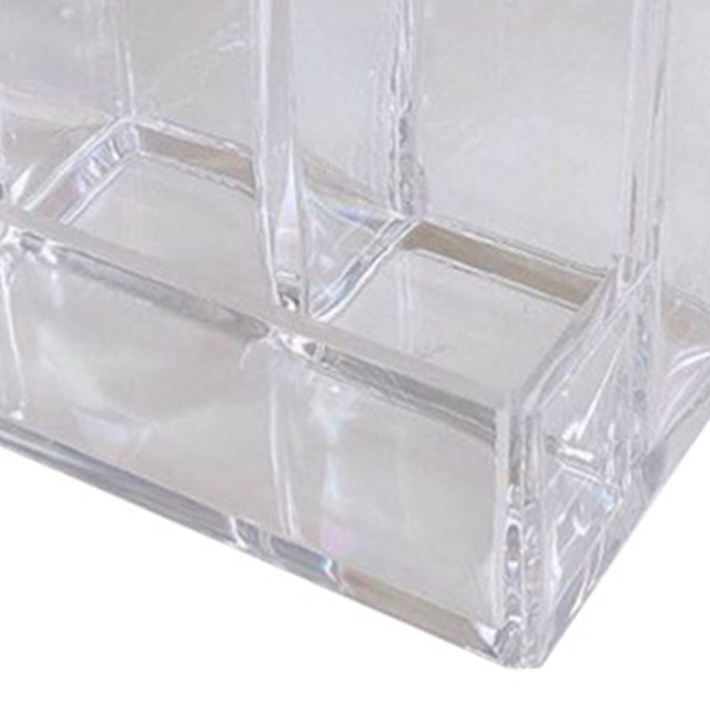 Space Saving Clear Pencil Organizer Cup 3 Compartments Transparent Pen Holder Countertop Desk