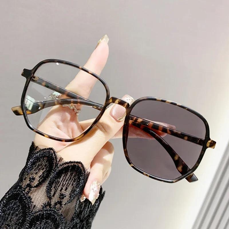 Крупногабаритные фотохромные готовые очки для близорукости, модные солнцезащитные очки для улицы, очки с изменяющими цвет линзами и защитой от синего света