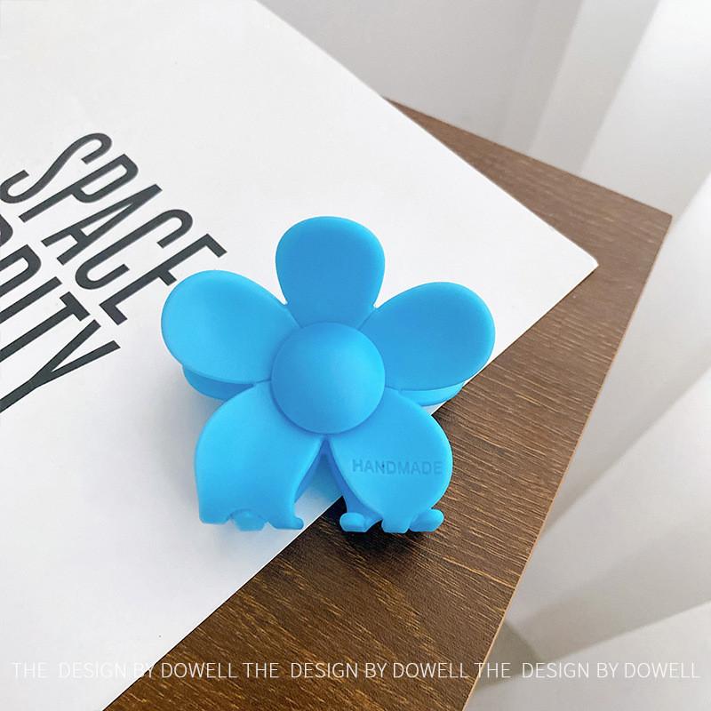 Stunning Floral Design Korean Style Hair Claw Clip In Lemon Yellow Deep Purple And Sky Blue