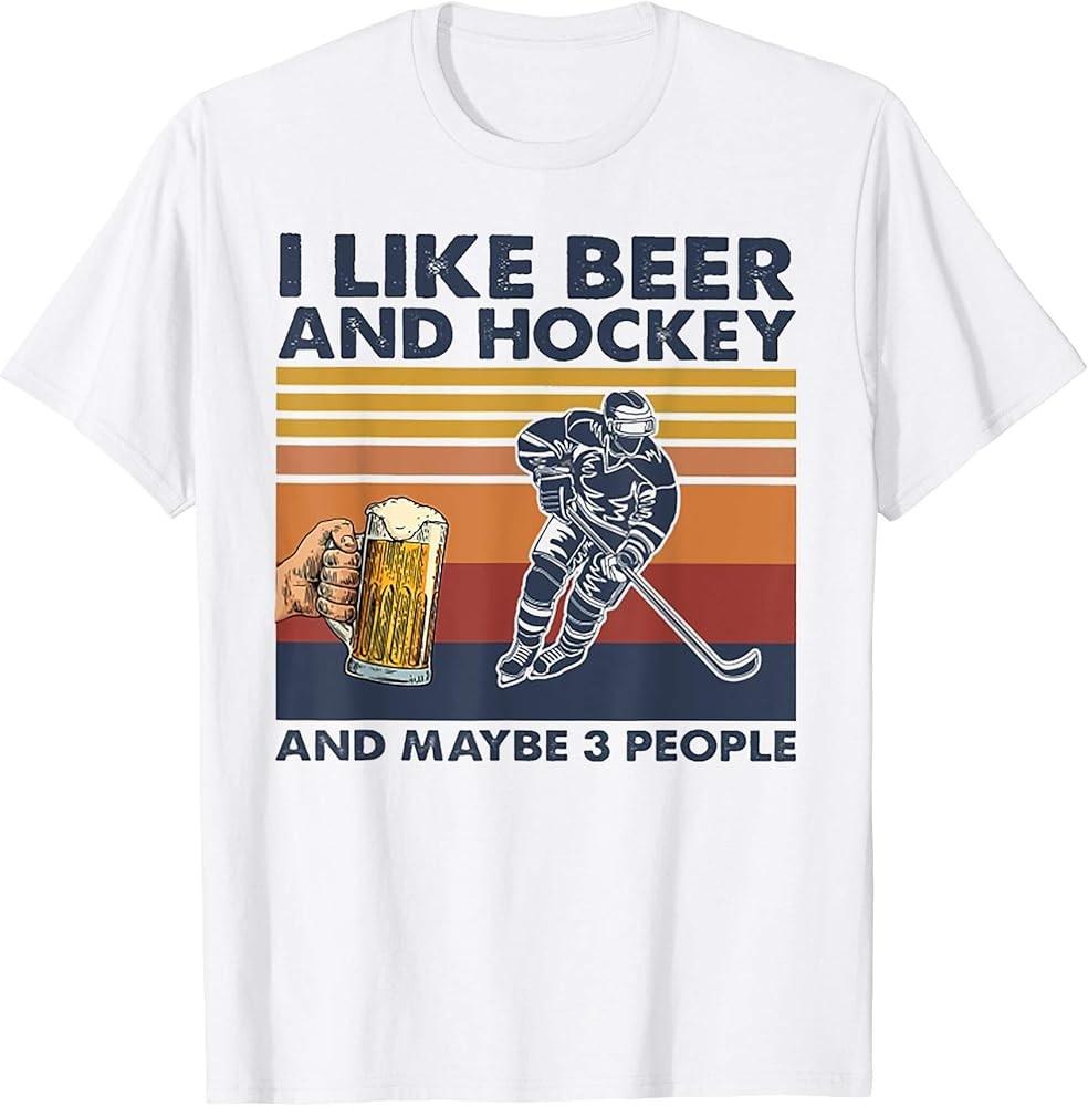 I Like Beer And Hockey And Maybe 3 People Retro Vintage T-Shirt Unisex T-Shirt