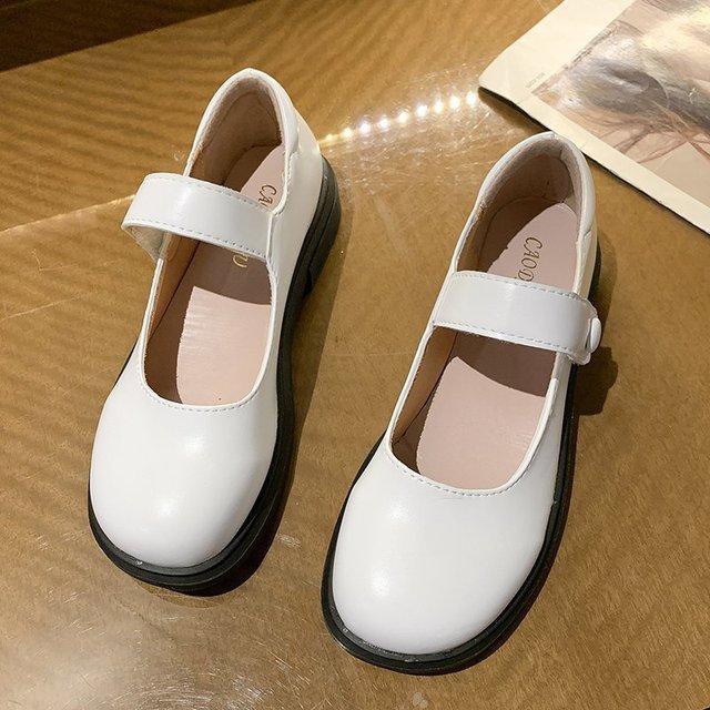 Весенние женские туфли на плоской подошве, туфли Мэри Джейн на платформе, туфли в стиле Лолиты, туфли для девочек, белые повседневные кожаные туфли на низком каблуке