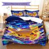 Yellow Poket Monster Pattern Bedding Set Quilt Cover Pillowcase Home Decor Gift (1 * duvet cover + 2 * pillowcase, without core)