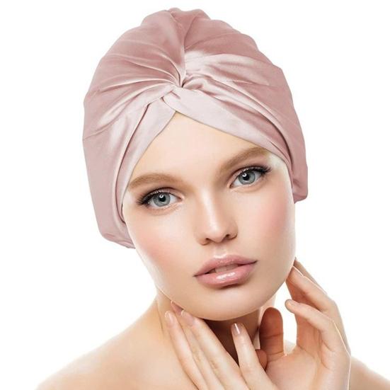 Adjustable Knotted Satin Hair Bonnet Double Layer Hair Wrap Women Hair Care Turban Satin Sleep Hat for Curly Straight Hair