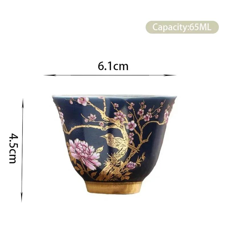 1 шт., роскошная керамическая чайная чашка Palace, расписанная вручную цветами, чайная чаша ручной работы, чайная чашка Tie Guanyin Pu'er, домашний фарфоровый чайный сервиз 65 мл