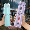 1PC Paris Cross Minimal Line Art Print 750ml Color Plastic Sports Water Bottle Leakproof Flip Straw Lid Suitable for Sports Office Home Use