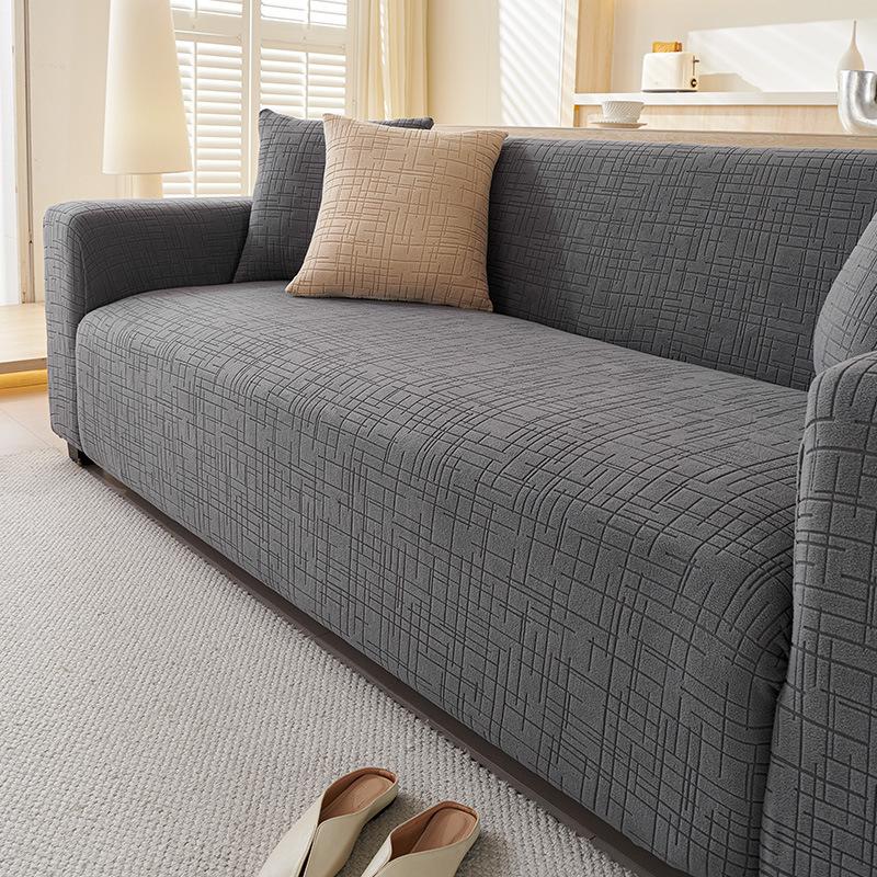 Retro Style Thickened Polar Fleece Sofa Cover New Anti Slip Elastic Sofa Cover All Inclusive Universal Cover