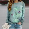 Tops For Women Dandelion Dragonfly Print Round Neck Long Sleeve T-shirt Fall Casual Slim Pullover Women's Long Sleeve Top